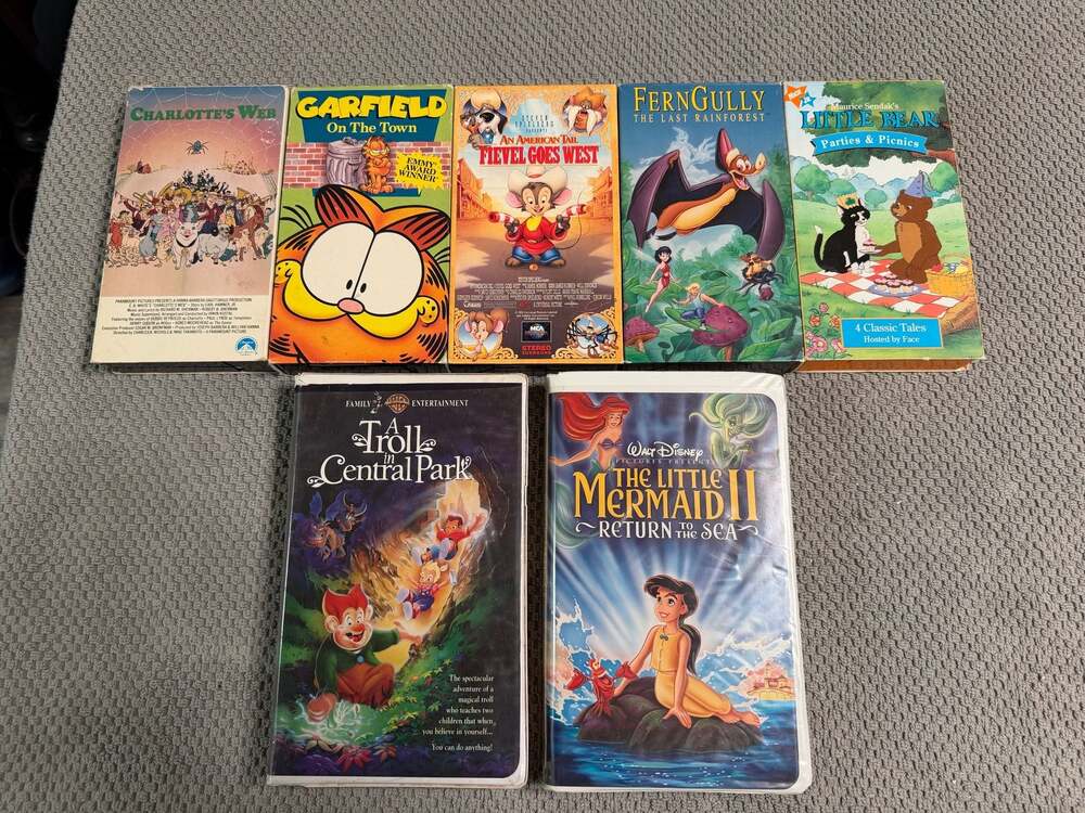 Vintage Children's Animated VHS Lot of 7- Disney, Cartoons, Nick Jr